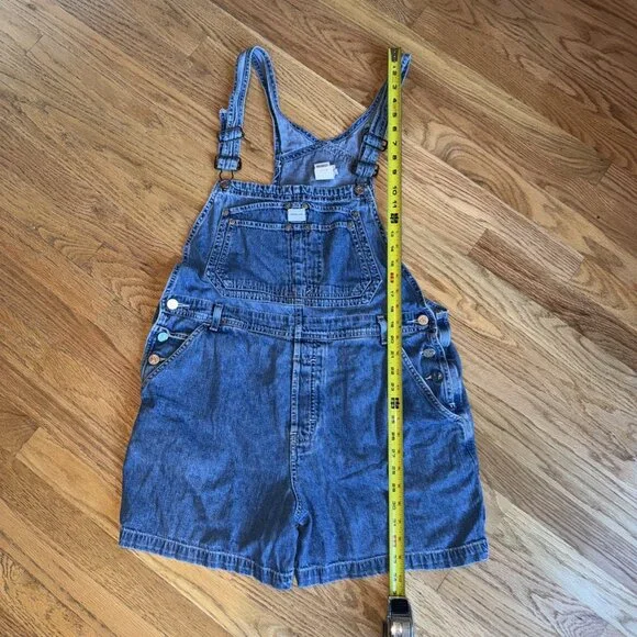 Vintage Calvin Klein Bib Overalls Shorts Jeans Denim Womens L Double Stone Wash - Picture 16 of 16